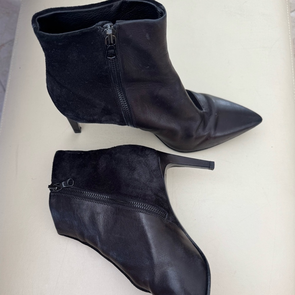 rag & bone suede x leather Black Heeled Ankle Boots